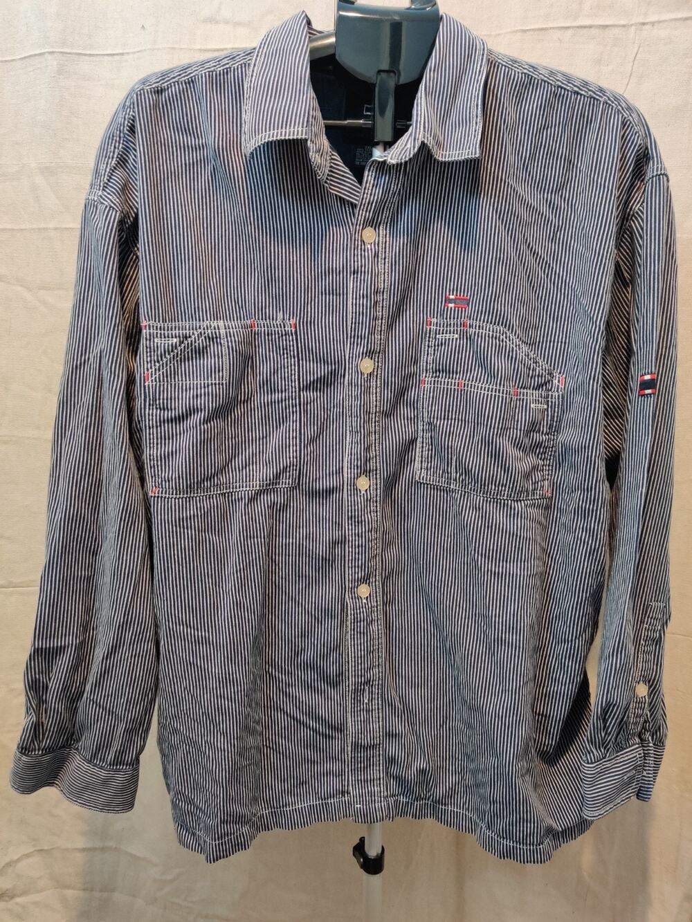 Vintage Bugle Boy Shirt Men's Size XL Button Up Striped Long Sleeve 100% Cotton